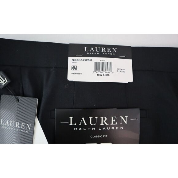 Lauren Ralph Lauren Men's Sz 48x30 Black UltraFlex Wool Blend Dress Pants - Picture 4 of 7